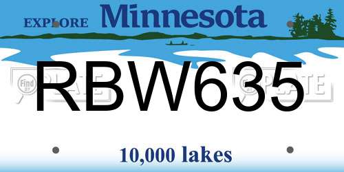 RBW635 Minnesota License Plate