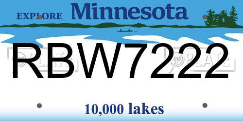 RBW7222 Minnesota License Plate