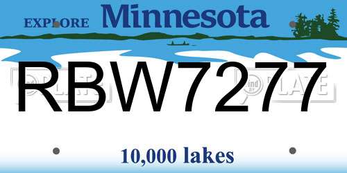 RBW7277 Minnesota License Plate