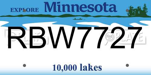 RBW7727 Minnesota License Plate