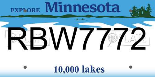 RBW7772 Minnesota License Plate