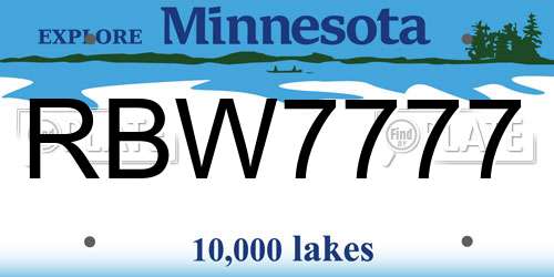 RBW7777 Minnesota License Plate