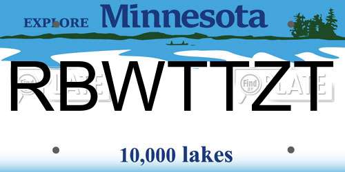 RBWTTZT Minnesota License Plate