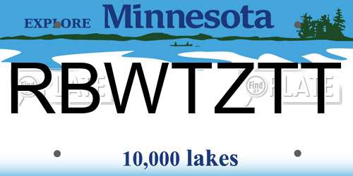 RBWTZTT Minnesota License Plate