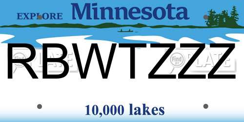 RBWTZZZ Minnesota License Plate