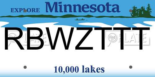 RBWZTTT Minnesota License Plate