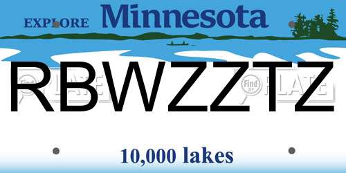 RBWZZTZ Minnesota License Plate