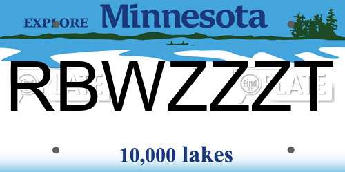 RBWZZZT Minnesota License Plate