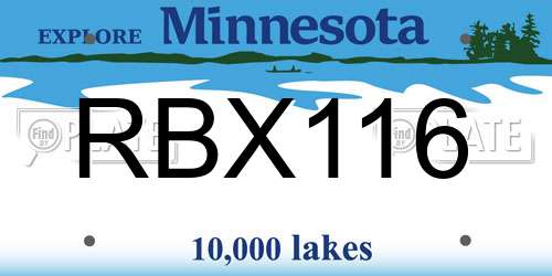 RBX116 Minnesota License Plate