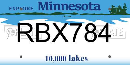 RBX784 Minnesota License Plate