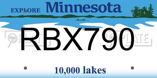 RBX790 Minnesota License Plate