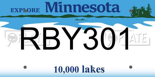 RBY301 Minnesota License Plate
