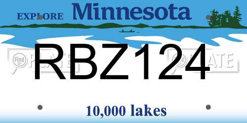 RBZ124 Minnesota License Plate