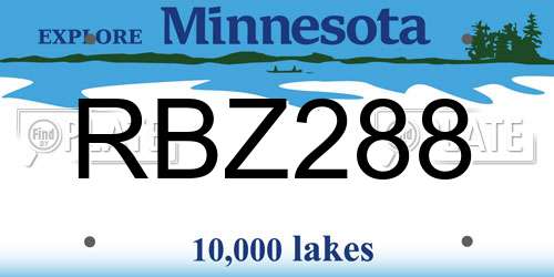 RBZ288 Minnesota License Plate