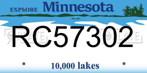 RC57302 Minnesota License Plate