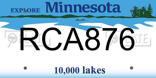 RCA876 Minnesota License Plate