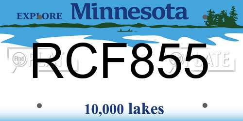 RCF855 Minnesota License Plate