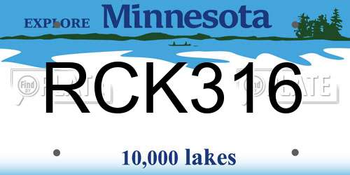 RCK316 Minnesota License Plate