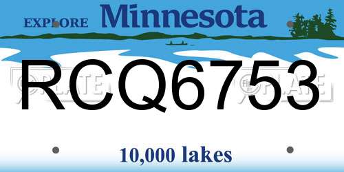 RCQ6753 Minnesota License Plate
