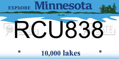 RCU838 Minnesota License Plate