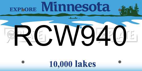 RCW940 Minnesota License Plate