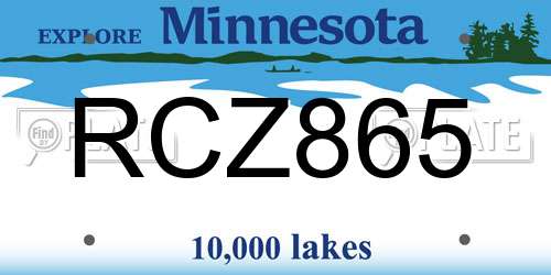 RCZ865 Minnesota License Plate
