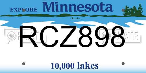 RCZ898 Minnesota License Plate