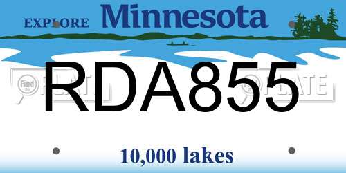 RDA855 Minnesota License Plate