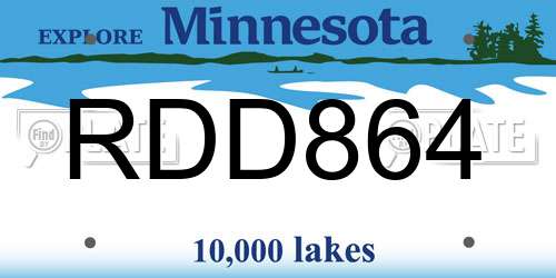 RDD864 Minnesota License Plate
