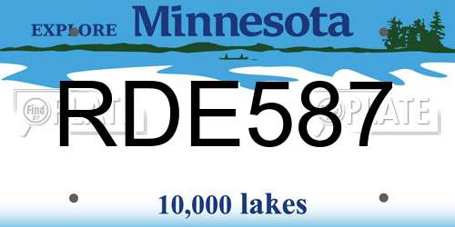 RDE587 Minnesota License Plate