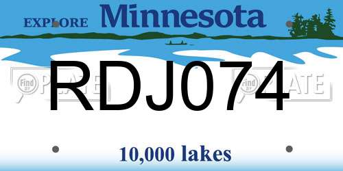 RDJ074 Minnesota License Plate