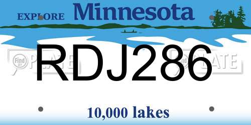 RDJ286 Minnesota License Plate