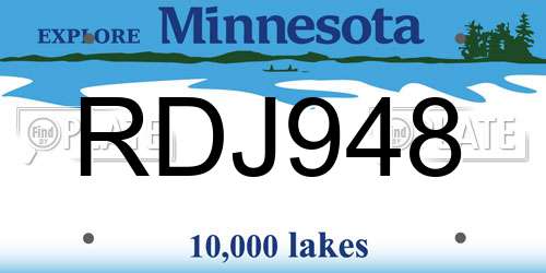 RDJ948 Minnesota License Plate