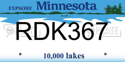 RDK367 Minnesota License Plate