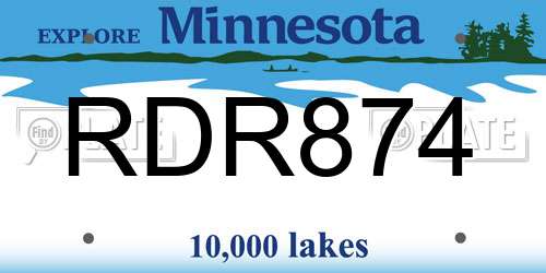 RDR874 Minnesota License Plate