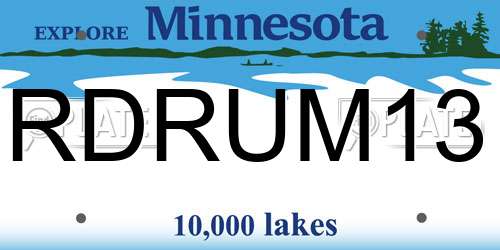 RDRUM13 Minnesota License Plate