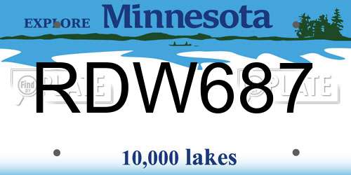 RDW687 Minnesota License Plate