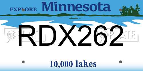RDX262 Minnesota License Plate