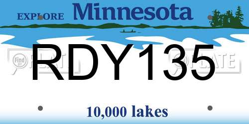 RDY135 Minnesota License Plate