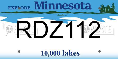 RDZ112 Minnesota License Plate