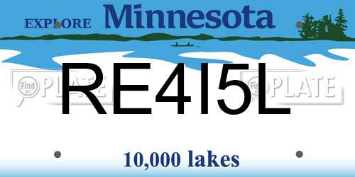 RE4I5L Minnesota License Plate