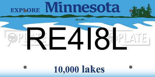 RE4I8L Minnesota License Plate