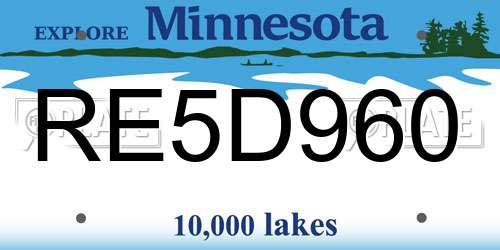 RE5D960 Minnesota License Plate