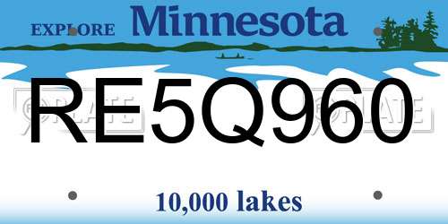 RE5Q960 Minnesota License Plate