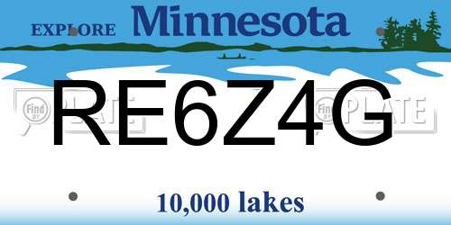 RE6Z4G Minnesota License Plate