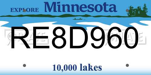 RE8D960 Minnesota License Plate