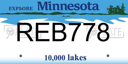 REB778 Minnesota License Plate