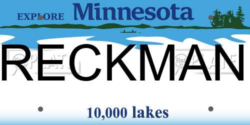 RECKMAN Minnesota License Plate