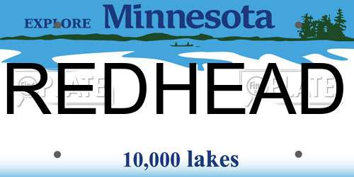REDHEAD Minnesota License Plate