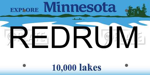 REDRUM Minnesota License Plate